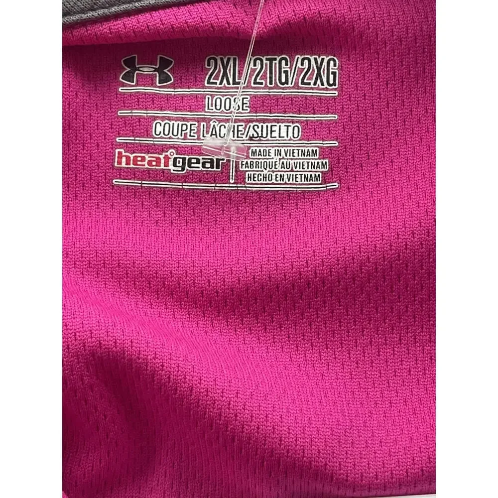 Under Armour Men’s 2XL Pink HeatGear Polo Shirt Loose Fit Y2K Athletic Performan - Picture 5 of 8